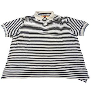 Robert Graham Men's Navy White Striped Short Sleeve Pique Polo Shirt Size Large